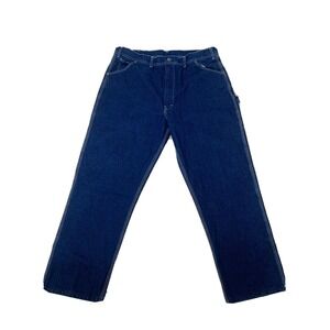 Key Imperial Mens Dark Wash Dungaree Carpenter Denim Blue Jeans 42x30 ACTL 39x29